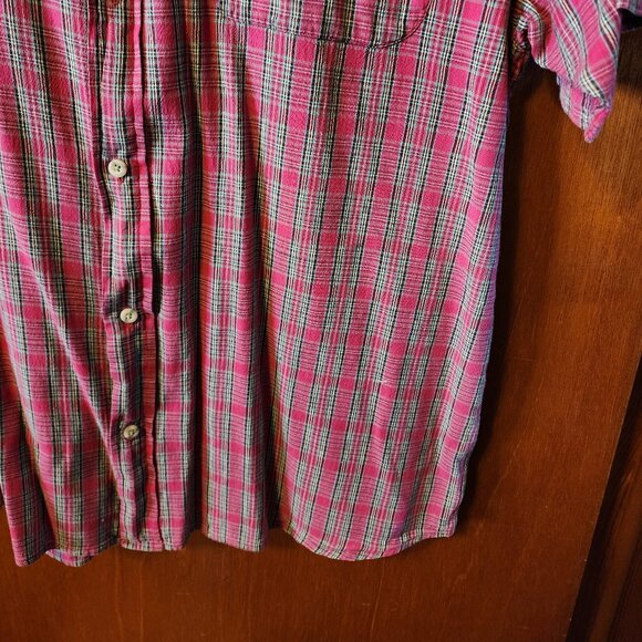 Men's 2XL W.R. Gass Red Plaid Short Sleeve Button Down Shirt - Picture 5 of 9